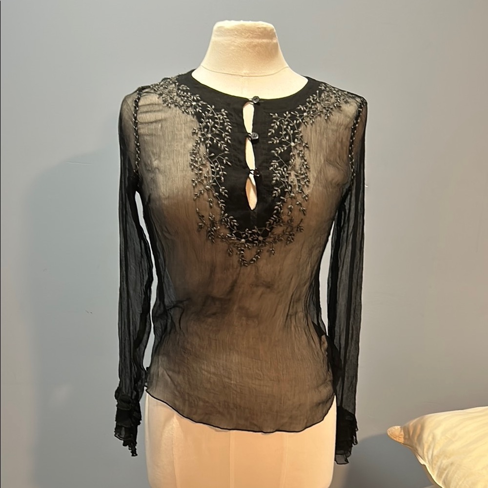 Elegant Black Sheer Women's Top